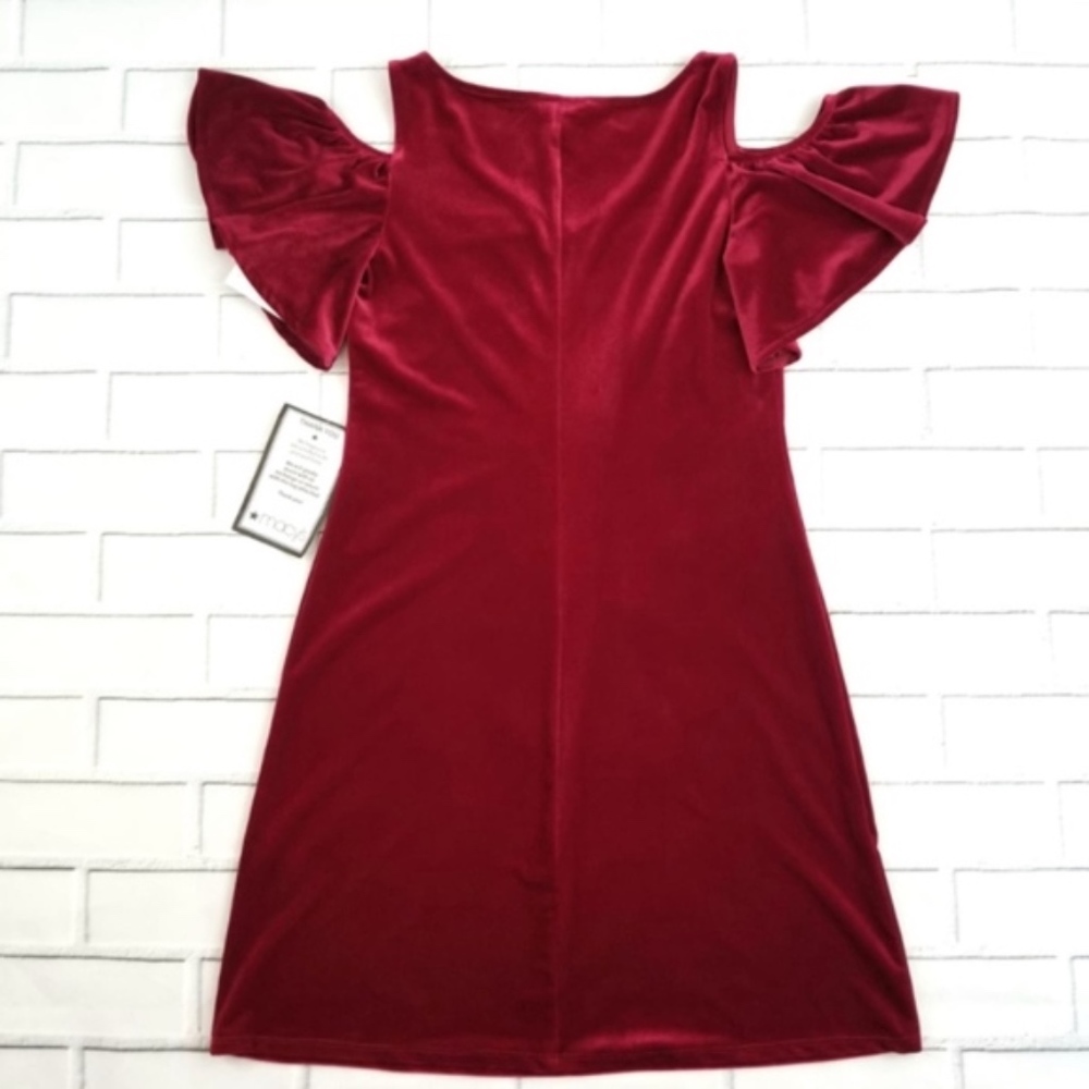 MSK Berry Velvet Cold Shoulder Dress - Picture 3 of 5